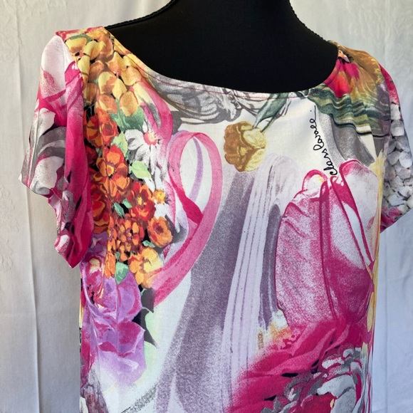 CLASS ROBERTO CAVALLI Vintage Midi Shift Dress Floral Print Size 14 - Picture 2 of 13